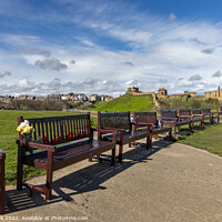 Buy canvas prints of Tynemouth Memorial Benches by Jim Monk