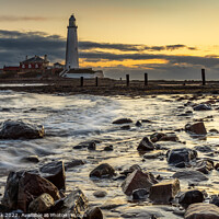 Buy canvas prints of St Mary's Lighthouse at Sunrise by Jim Monk