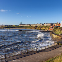 Buy canvas prints of High Tide at Cullercoats Bay by Jim Monk