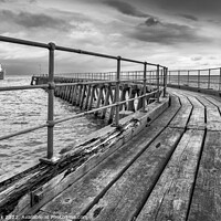 Buy canvas prints of The Old Wooden Pier at Blyth by Jim Monk