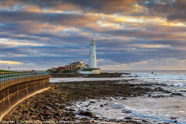 St Mary's Island and Lighthouse Picture Board by Jim Monk