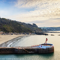 Buy canvas prints of Banjo Pier and Beach, Looe by Jim Monk