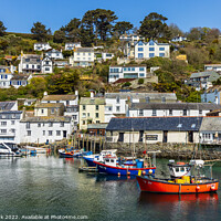 Buy canvas prints of The inner harbour at Polperro, Cornwall by Jim Monk
