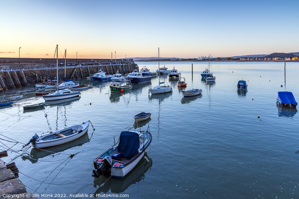 Sunrise at Minehead Harbour  Picture Board by Jim Monk