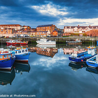 Buy canvas prints of Seahouses Harbour Reflections by Jim Monk