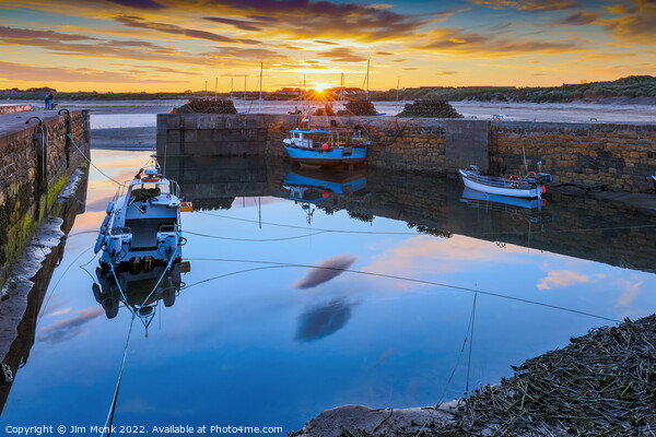 Sunset at Beadnell Harbour Picture Board by Jim Monk