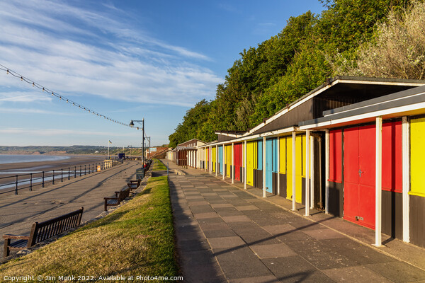 Filey Beach Huts Picture Board by Jim Monk