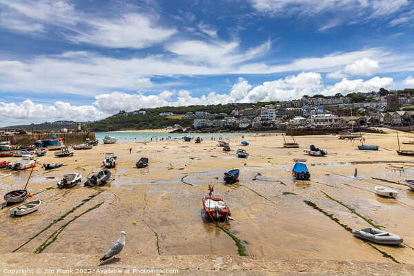 Low Tide at St Ives Harbour Picture Board by Jim Monk