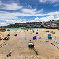 Buy canvas prints of Low Tide at St Ives Harbour by Jim Monk