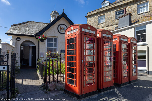 Red Telephone Boxes in Truro Picture Board by Jim Monk