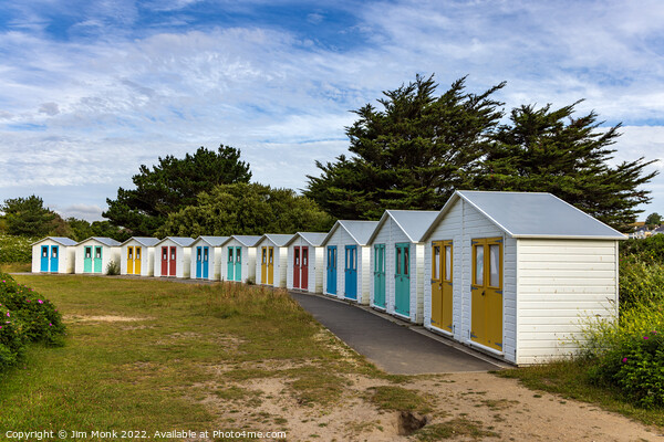 Beach Huts, Par Beach Picture Board by Jim Monk
