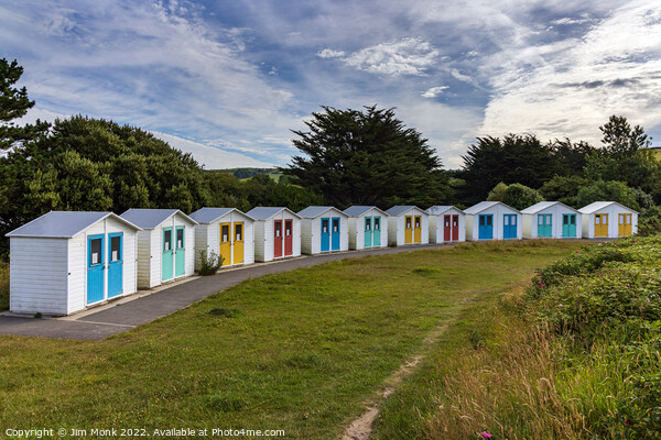 Beach Huts at Par Beach Picture Board by Jim Monk