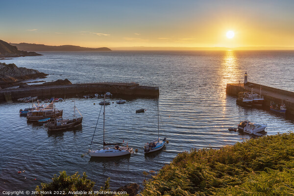 Mevagissey Harbour Sunrise Picture Board by Jim Monk