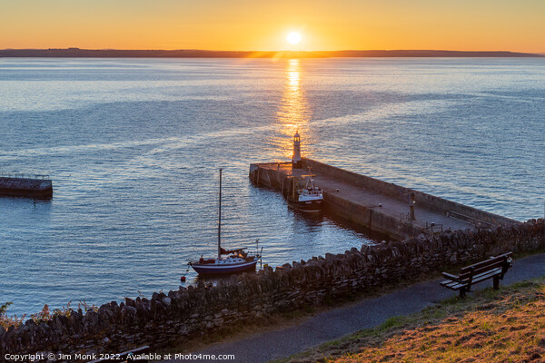 Sunrise at Mevagissey Harbour Picture Board by Jim Monk
