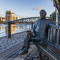 Buy canvas prints of Sandy Irvine Robertson statue, Leith by Jim Monk