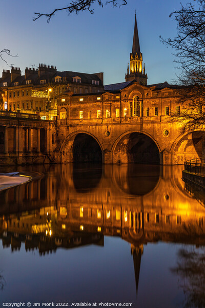Pulteney Bridge at dusk Picture Board by Jim Monk