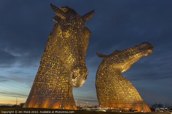 Sunset at The Kelpies Picture Board by Jim Monk