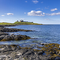 Buy canvas prints of Dunstanburgh Castle ruins, Northumberland Coast by Jim Monk