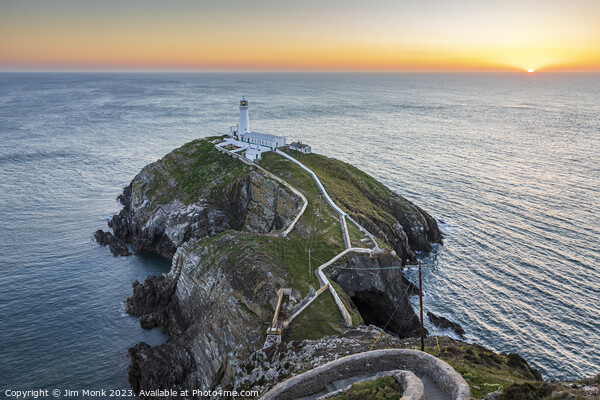 South Stack Lighthouse Sunset Picture Board by Jim Monk