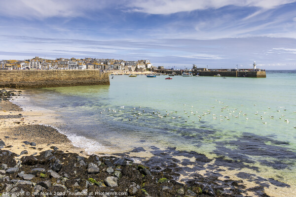 Serene St Ives Seaside Picture Board by Jim Monk