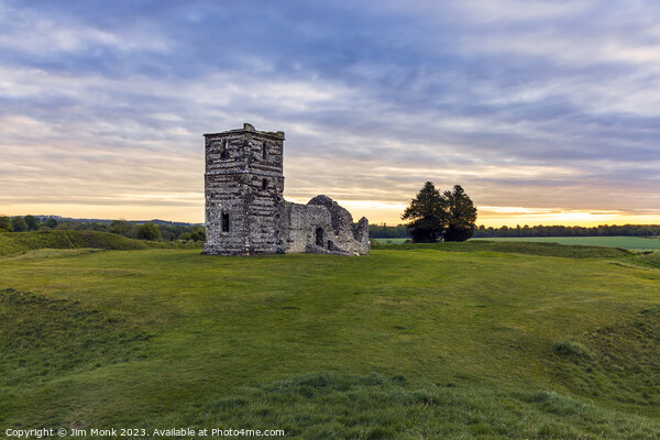 Sunrise over Knowlton Church Picture Board by Jim Monk