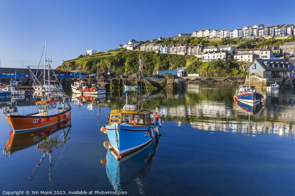 Harbour Reflections, Mevagissey Picture Board by Jim Monk