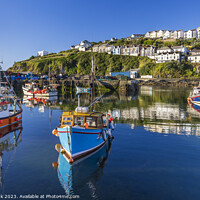 Buy canvas prints of Harbour Reflections, Mevagissey by Jim Monk