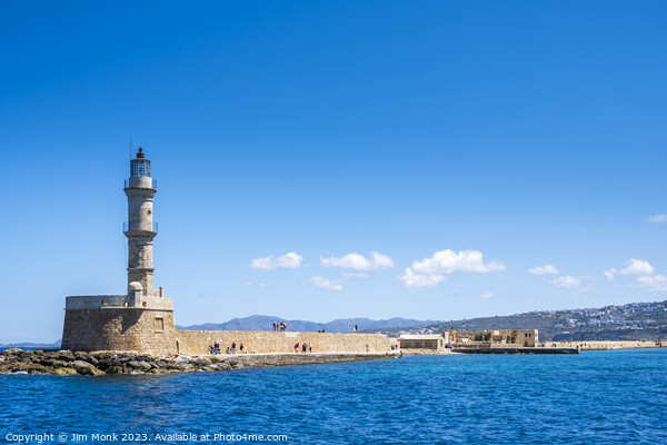 Lighthouse at the old Venetian Harbour in Chania Picture Board by Jim Monk