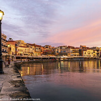 Buy canvas prints of Sunrise at the old venetian harbour of Chania by Jim Monk