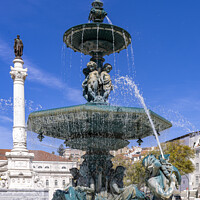 Buy canvas prints of Rossio Square Fountain Lisbon by Jim Monk