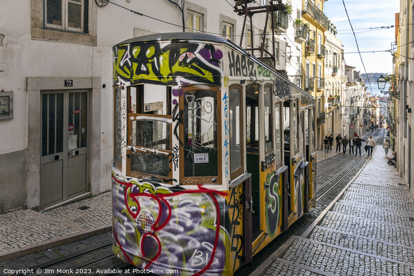 Bica Funicular (Elevador da Bica) in Lisbon Picture Board by Jim Monk