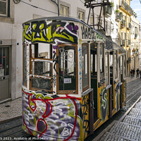 Buy canvas prints of Bica Funicular (Elevador da Bica) in Lisbon by Jim Monk