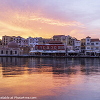 Buy canvas prints of Old Venetian harbour at sunrise, Chania by Jim Monk
