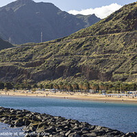 Buy canvas prints of Breakwater and Beach at Playa de Las Teresitas, Tenerife by Jim Monk