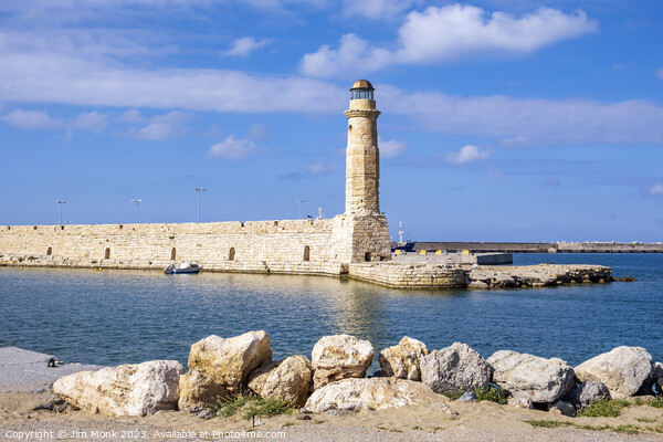 Rethymno Harbour and Lighthouse, Crete Picture Board by Jim Monk
