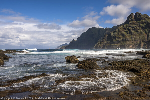 The rocky coastline of Punta del Hidalgo, Tenerife Picture Board by Jim Monk