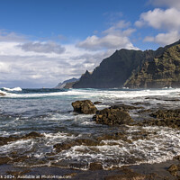 Buy canvas prints of The rocky coastline of Punta del Hidalgo, Tenerife by Jim Monk