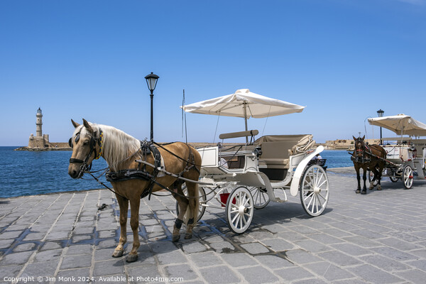 Chania horses and carriages, Crete Picture Board by Jim Monk