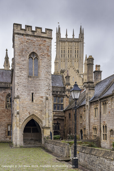 Vicars Close and Wells Cathedral Picture Board by Jim Monk