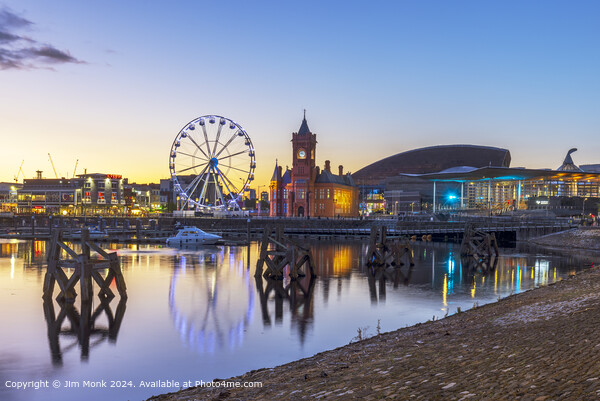 Cardiff Bay Sunset Picture Board by Jim Monk
