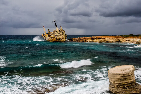 Shipwreck of Edro III in Cyprus Picture Board by Jim Monk
