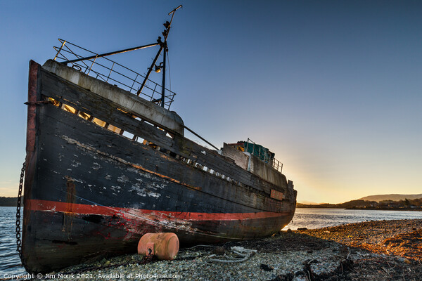 Boat Wreck at Corpach  Picture Board by Jim Monk