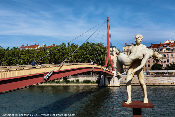 Statue beside the Saone, Lyon Picture Board by Jim Monk