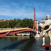 Buy canvas prints of Statue beside the Saone, Lyon by Jim Monk