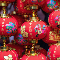 Buy canvas prints of Chinese lanterns by Jim Monk