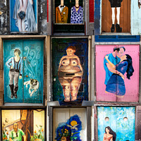 Buy canvas prints of Funchal Doors Montage by Jim Monk