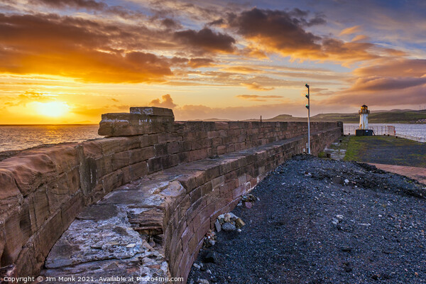 Ardrossan Harbour Sunset Picture Board by Jim Monk