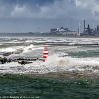 Buy canvas prints of IJmuiden pier lighthouse, Netherlands by Jim Monk