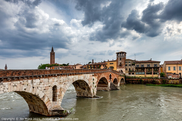 Ponte Pietra Bridge, Verona Picture Board by Jim Monk