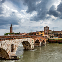 Buy canvas prints of Ponte Pietra Bridge, Verona by Jim Monk